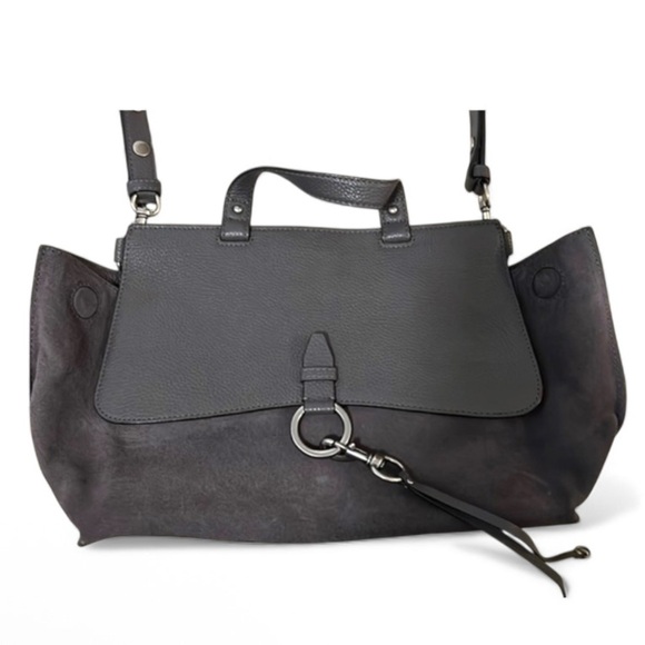 Rebecca Minkoff Medium Keith Leather  & Suede Satchel Grey - Picture 6 of 8
